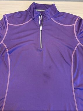 Purple Quarter-Zip Equestrian Riding Top with Contrast Stitching